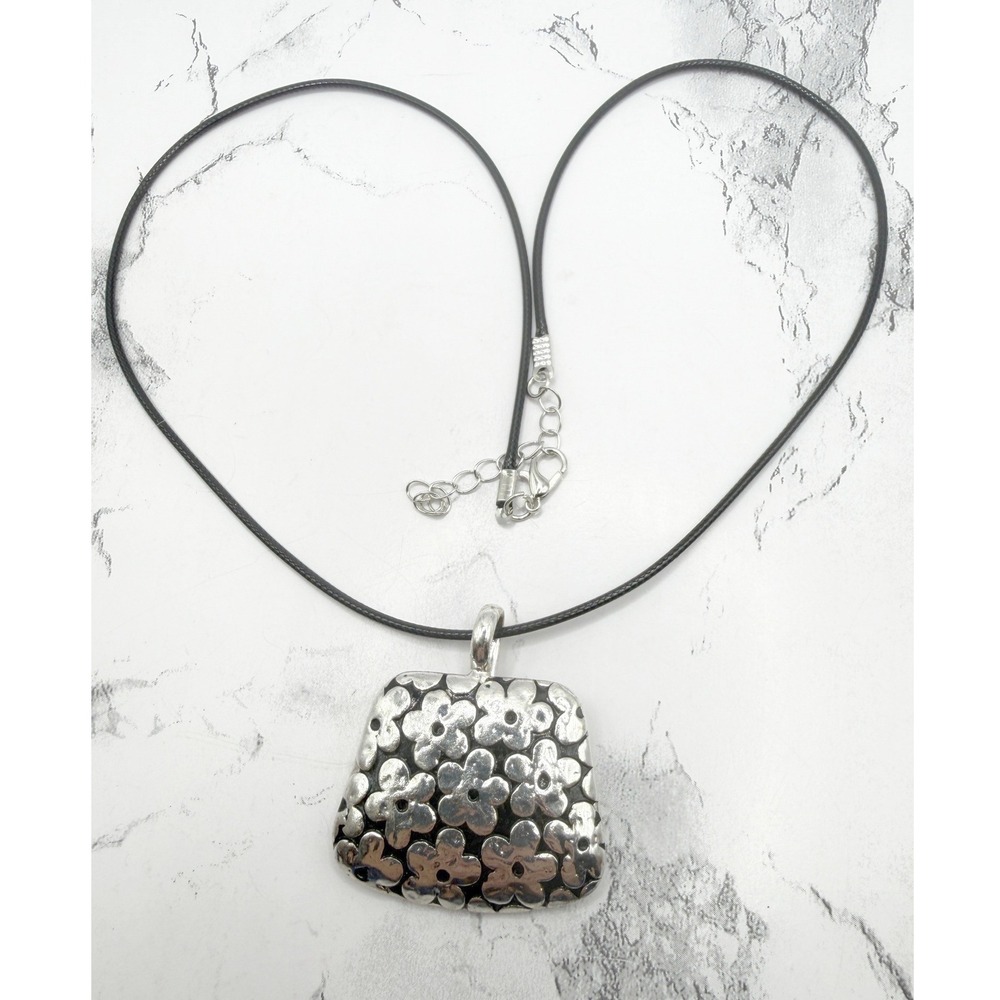 Mod Flower Handbag‎ Pendant Necklace Silver Tone Pop Art 20-22"